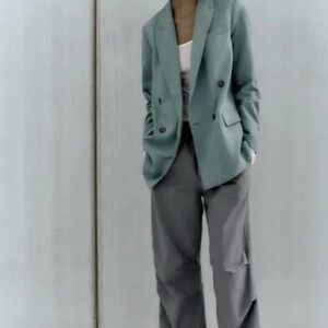 Zara LONGLINE STRAIGHT BLAZER Sage Green New